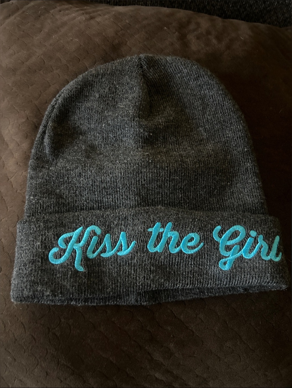 Loungefly Gray Beanie with Teal 'Kiss the Girl' Embroidery Little Mermaid